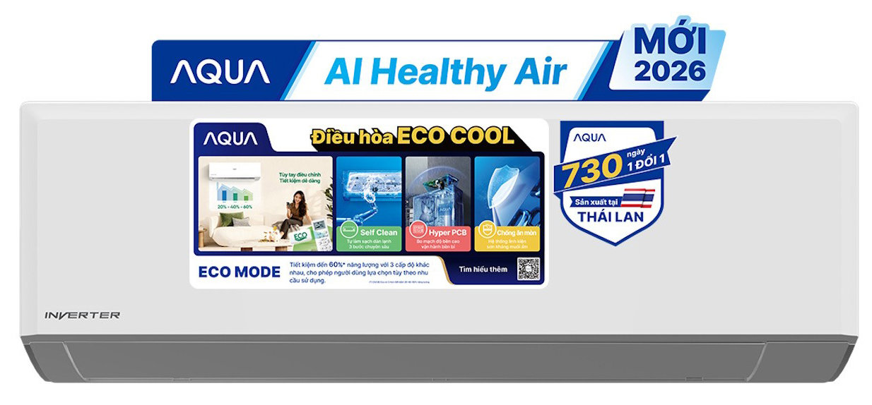 Điều hòa Aqua 1 chiều Inverter 9000btu AQA-RV10EA
